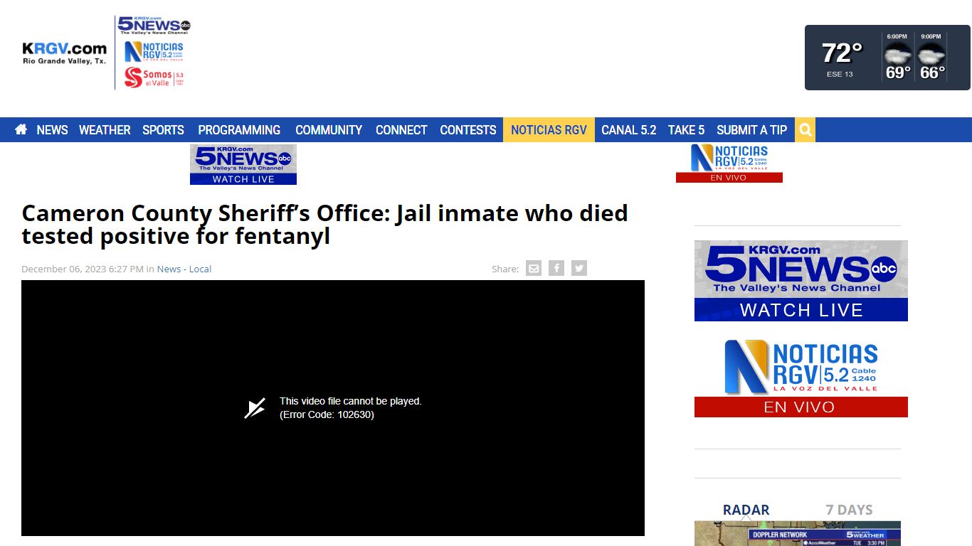 Cameron County Sheriff’s Office: Jail inmate who died tested positive ...